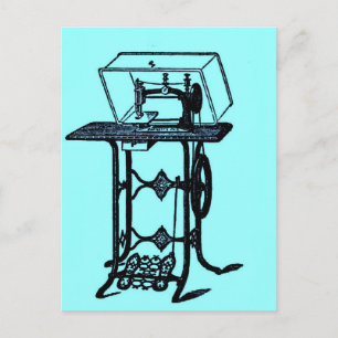 Retro-Chic-Design einer antiken Nähmaschine Postkarte