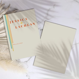 Retro Chic Design mit farbenfrohen Streifen Hochze Dankeskarte