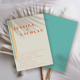 Retro Chic Design mit farbenfrohen Streifen Hochze Einladung