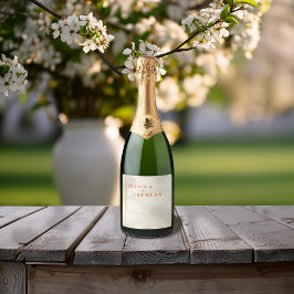 Retro Chic Design mit farbenfrohen Streifen Hochze Weinetikett