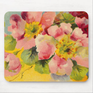Retro Chic Elegante Rosa Vintage Blumen Primeln Mousepad