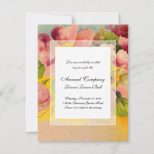 Retro Chic Elegante Rosa Vintage Blumenprirosen Einladung