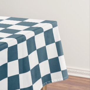 Retro Chic Eucalyptus Blue White Checkered Muster Tischdecke