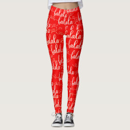 Retro Chic Fa la Script Red Leggings