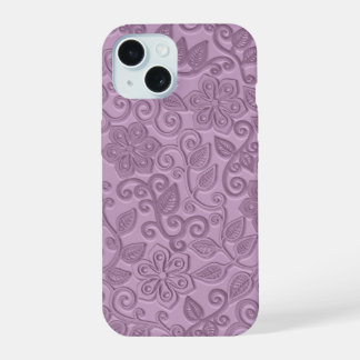 Retro-Chic-Faux-Pink-Leder-Blumen-Kunstmuster iPhone 15 Hülle