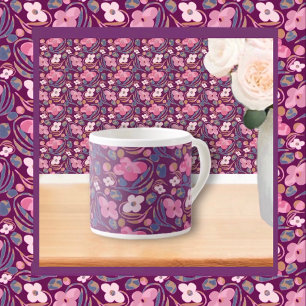 Retro Chic Floral Muster Espressotasse