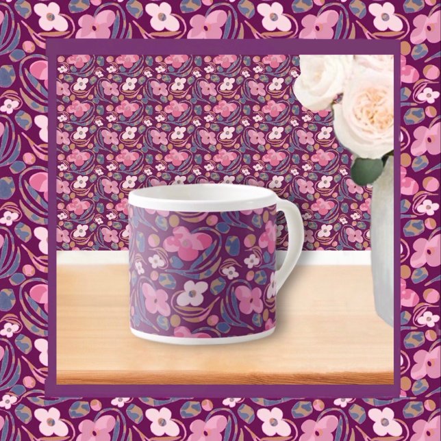Retro Chic Floral Muster Espressotasse (Von Creator hochgeladen)