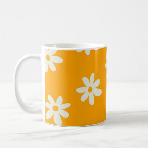 Retro Chic Gelb Weiß Blumen Hell Y2K Kaffeetasse