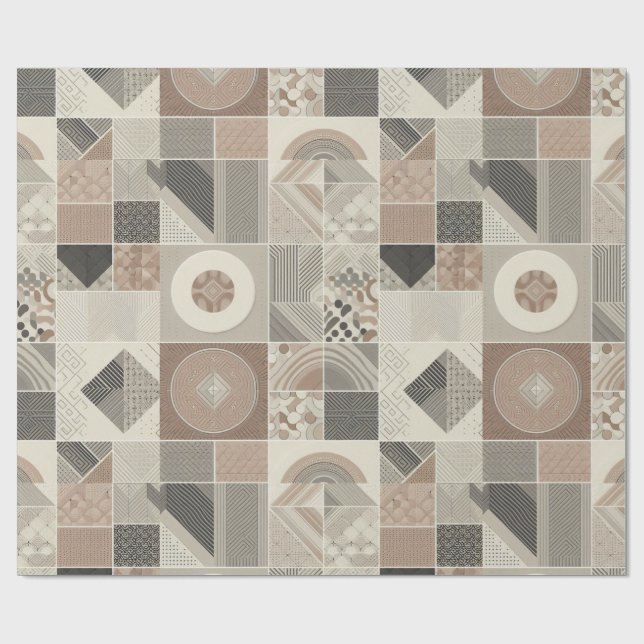 Retro Chic Geometric Elegantes Tribal Muster Geschenkpapier (Flach)