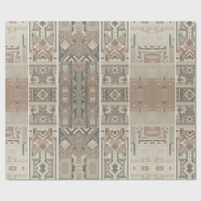 Retro Chic Geometric Elegantes Tribal Muster Geschenkpapier (Flach)