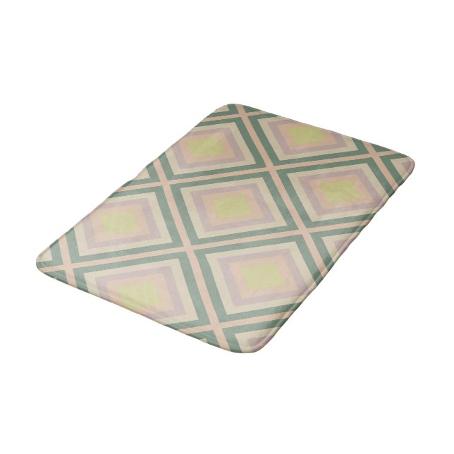 Retro Chic Geometric Lemon Pastel Badematte (Schrägansicht)