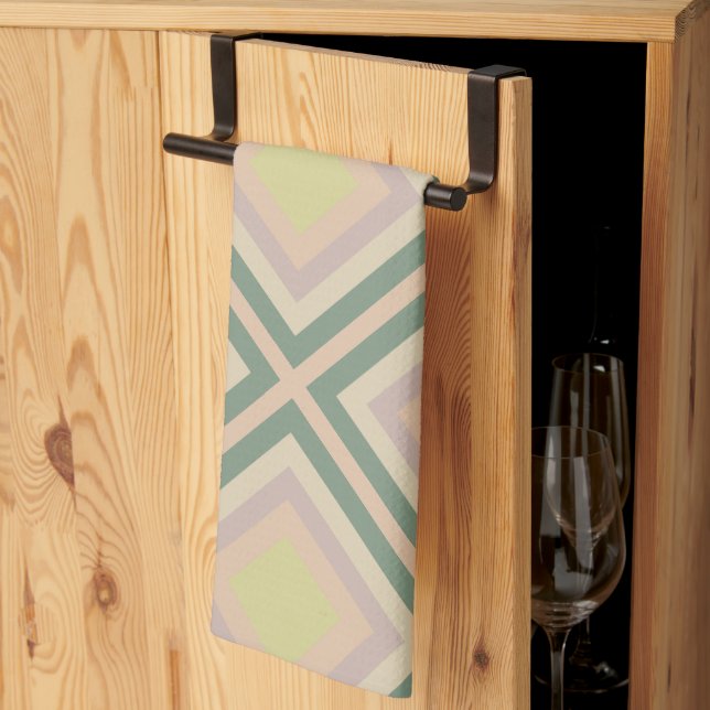 Retro Chic Geometric Lemon Pastel Geschirrtuch (Drittel gefaltet)