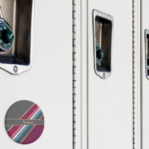 Retro Chic: Graues und Lila 70er-Inspiriert Design Magnet