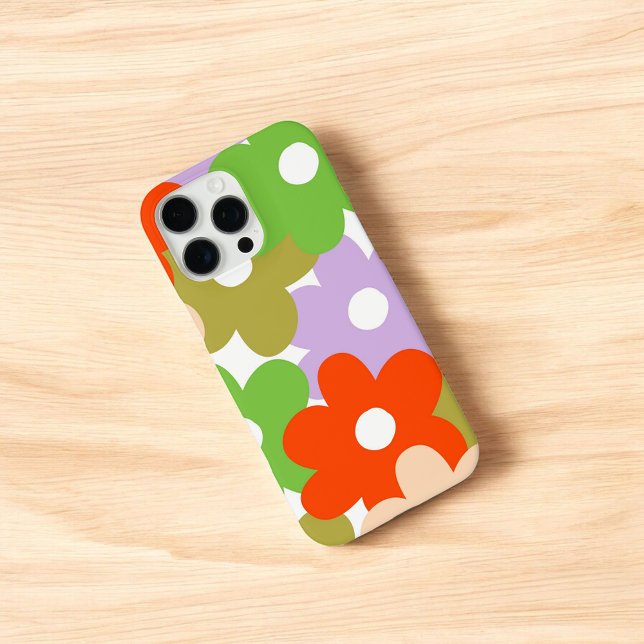 Retro Chic Green, Red & Lila Floral Muster Case-Mate iPhone Hülle (Von Creator hochgeladen)