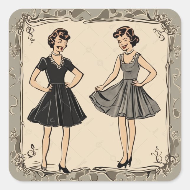 Retro Chic LBD Art Sticker (Vorderseite)