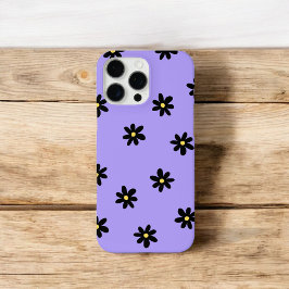 Retro Chic Lila & Schwarz Floral Muster Whimsical iPhone 16 Pro Max Hülle