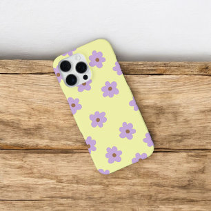 Retro Chic Lila und Gelbes Blumenmuster iPhone 16 Pro Max Hülle