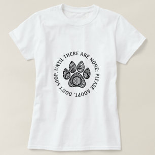 Retro Chic Mandala Paw Print Pet Adoption Weiß T-Shirt
