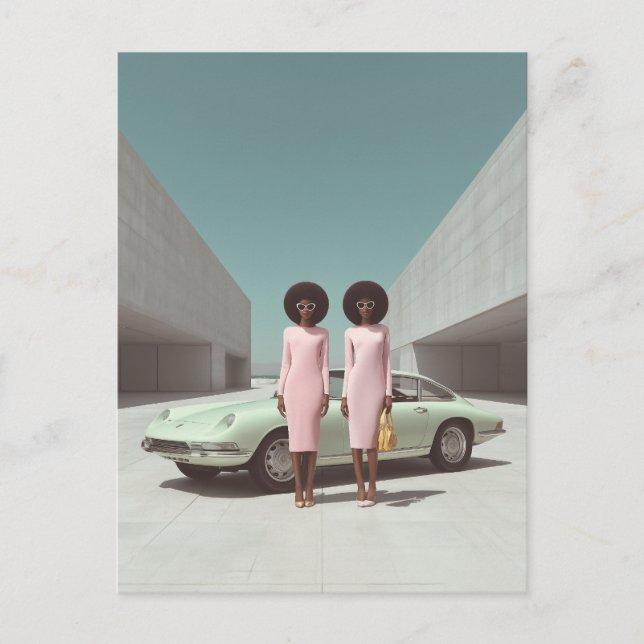 Retro Chic Minimalistisch Twins Postkarte (Vorderseite)