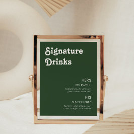 Retro Chic Moderne Signature Drinks dunkelgrün Fotodruck