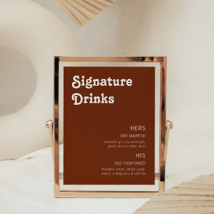 Retro Chic Moderne Signature-Drinks Terrakotta Fotodruck