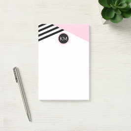 Retro Chic Monogram Strips und Farbblock Post-it Klebezettel