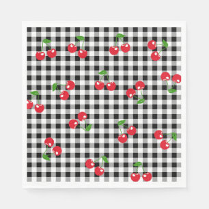 Retro Chic Niedlich Red Cherry Black & White Gingh Serviette