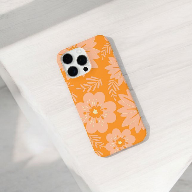 Retro Chic Orange Blumenmuster Whimsikfeder Case-Mate iPhone Hülle (Von Creator hochgeladen)