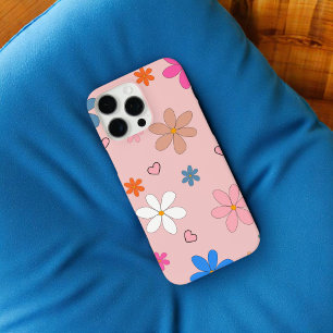 Retro Chic Pink floral Muster Whimsikfeder iPhone 16 Pro Max Hülle