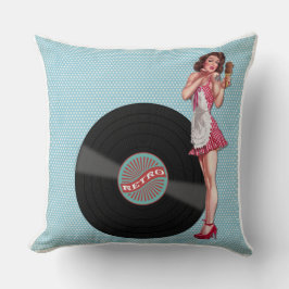 Retro Chic Pinup Vinyl Girl Kissen