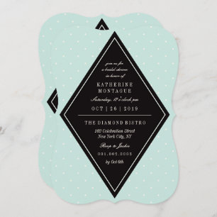 Retro Chic Polka Dots Diamond Brautparty laden ein Einladung