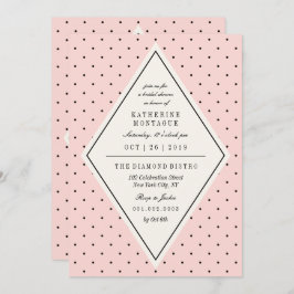 Retro Chic Polka Dots Diamond Brautparty laden ein Einladung