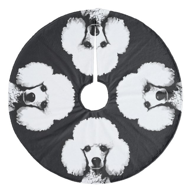 Retro Chic Pop Art Inspiriert Niedliches Poodle Tr Fleece Weihnachtsbaumdecke (Vorderseite)