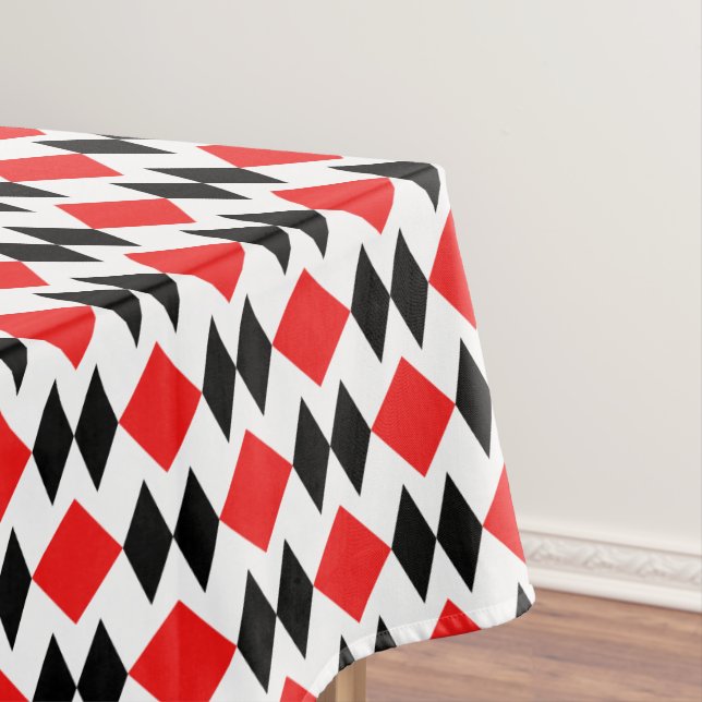 Retro Chic Red Black Diamond Shape Muster Tischdecke (Beispiel)