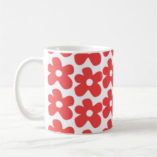 Retro Chic Red Floral Bold Y2K Blume Design Kaffeetasse