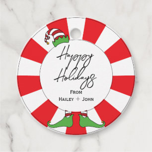 Retro Chic Spaß Peppermint Candy Elf Happy Holiday Geschenkanhänger