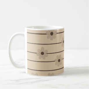 Retro Chic Stripe Khaki Blume Einzigartig Y2K Kaffeetasse