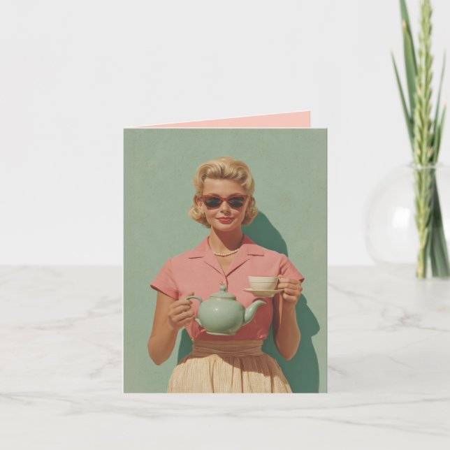 Retro Chic Tee Party Einladung (Vorderseite)