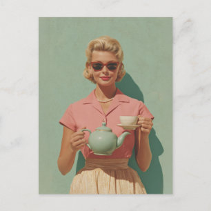 Retro-Chic-Teeparty Postkarte
