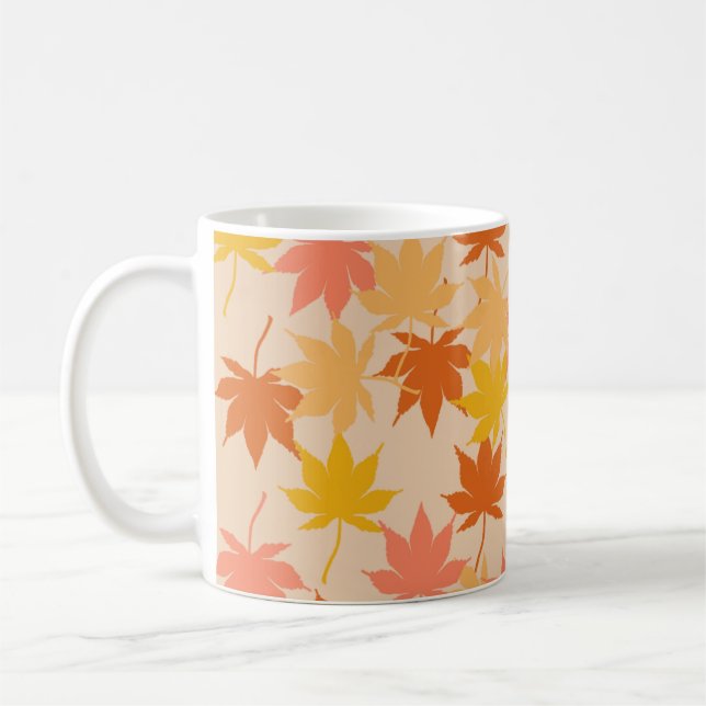 Retro Chic Terracotta Orange Maple Blätter Herbst Kaffeetasse (Links)