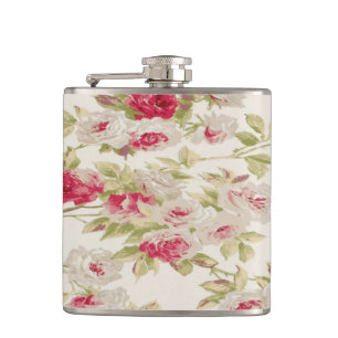 Retro Chic Verspielte Mädchenhafte Blumen Flachmann