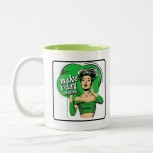 Retro Chic: Vintage Pop Art Inspirierendes Zitat Zweifarbige Tasse