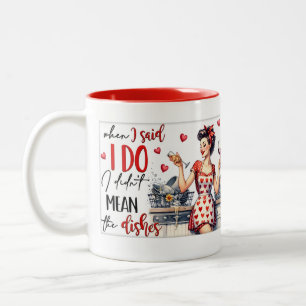Retro Chic: Vintage Pop Art Lustiger Humor Zitat Zweifarbige Tasse