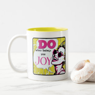 Retro Chic: Vintager Pop Kunst Inspiration Zitat Zweifarbige Tasse