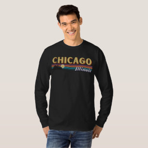 Retro Chicago City Streifen Illinois Vintag T-Shirt