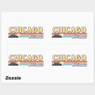 Retro Chicago City Stripes Illinois Vintag Rechteckiger Aufkleber