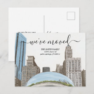 Retro Chicago Illinois Skyline Umzugsankündigung Postkarte