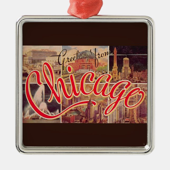 Retro Chicago Ornament Aus Metall (Vorne)