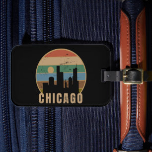 Retro Chicago Skyline Vintage Travel Gepäckanhänger