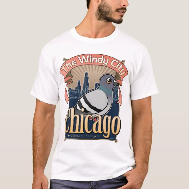 Retro Chicago-Taube T-Shirt (Vorderseite)